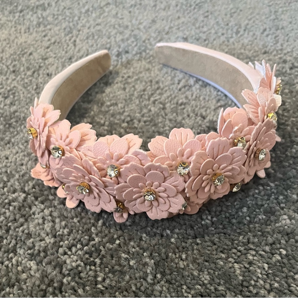 Floral and rhinestone headband